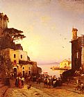 Hermann David Solomon Corrodi Canvas Paintings - Processione A Sorrento